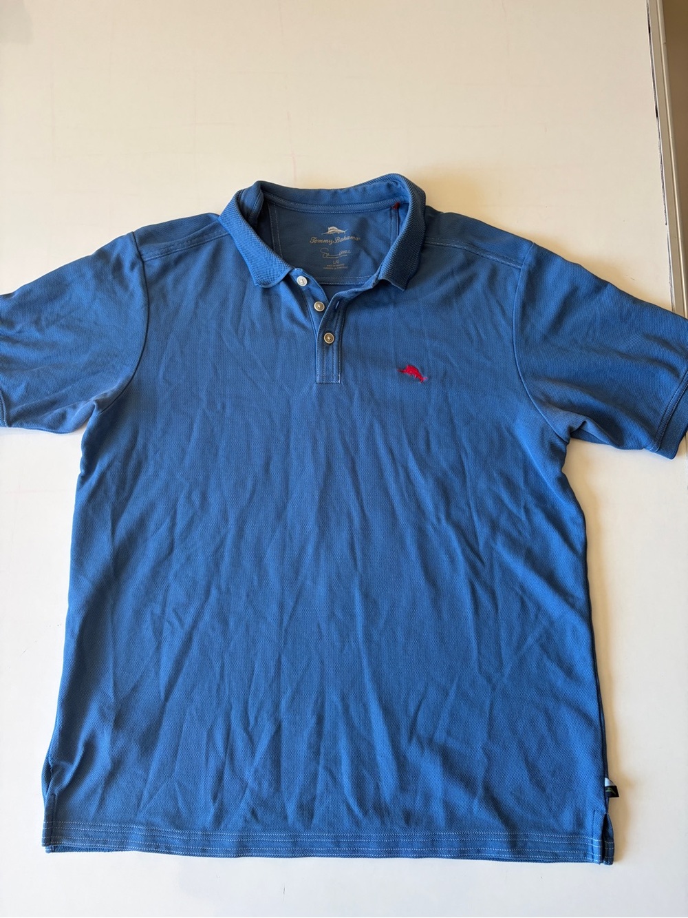 Tommy Bahama blue mens short-sleeve polo Pima cotton size large golf casual